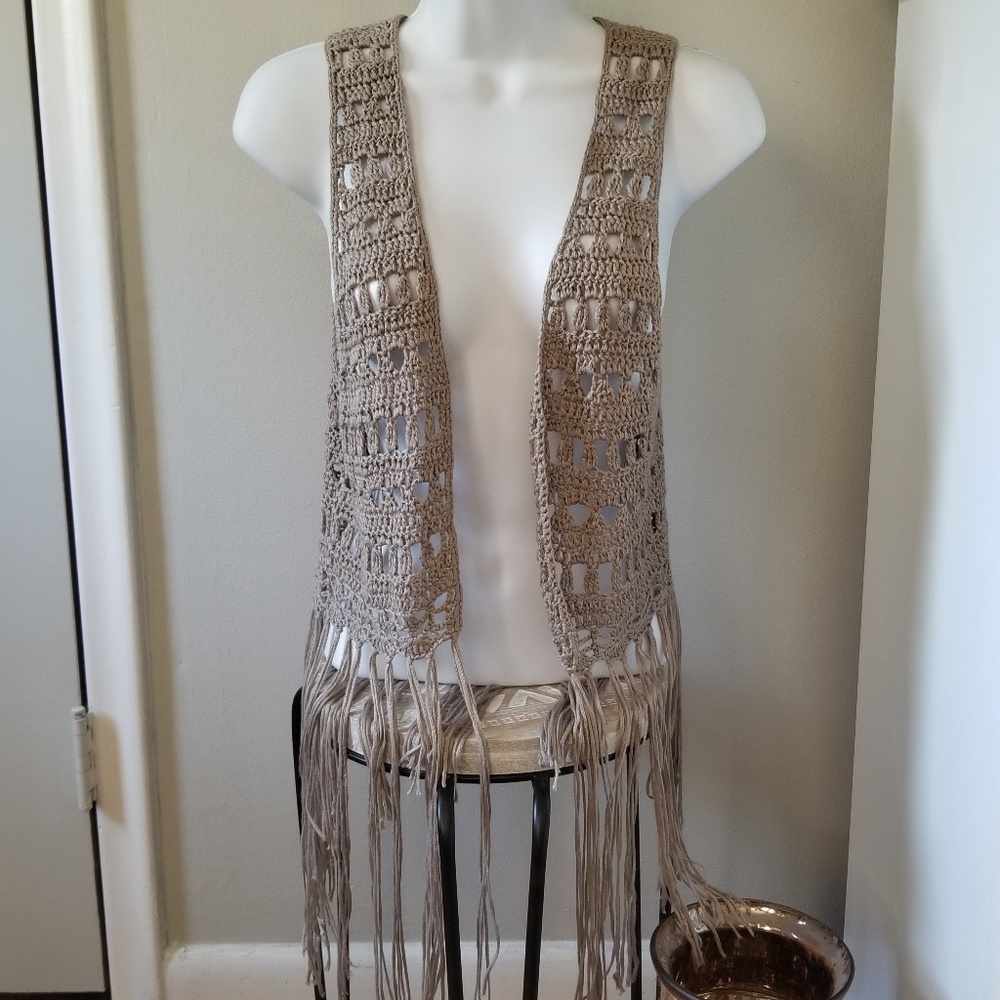 Boho Daytrip Beige Crochet Vest